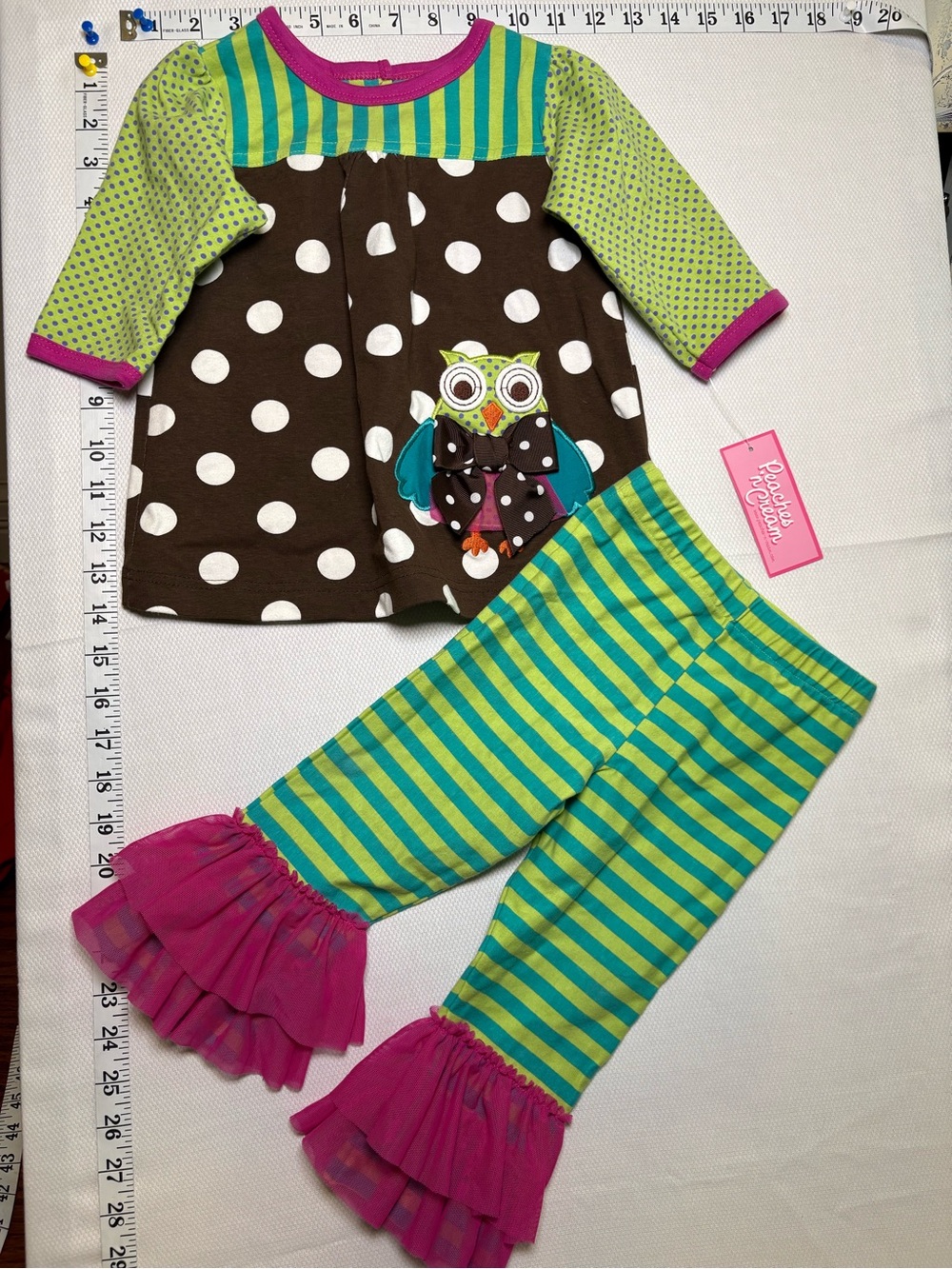 Playful Owl Two-Piece Kids Costume in Brown, Green & Pink